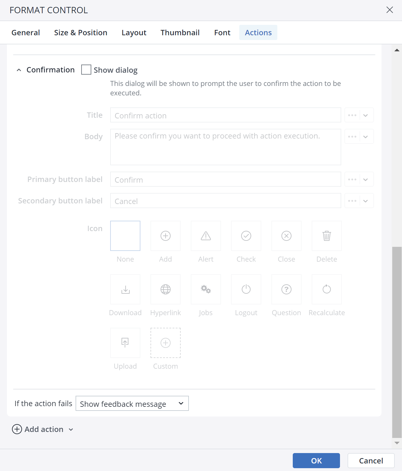 Action Dialog Jedox Web Actions: Integrator
