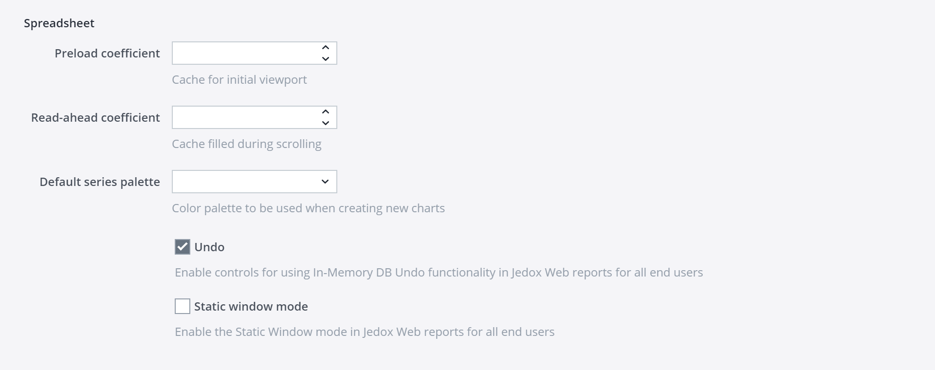 Overview of Jedox Web Settings