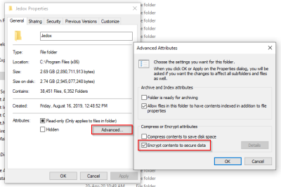 Encrypt content settings screenshot